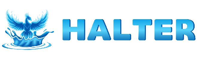 HALTER Packaged Mineral Drinking Water Logo - Pure, Healthy, BIS Certified, 10-Stage Purification Process, 114 Lab Tests